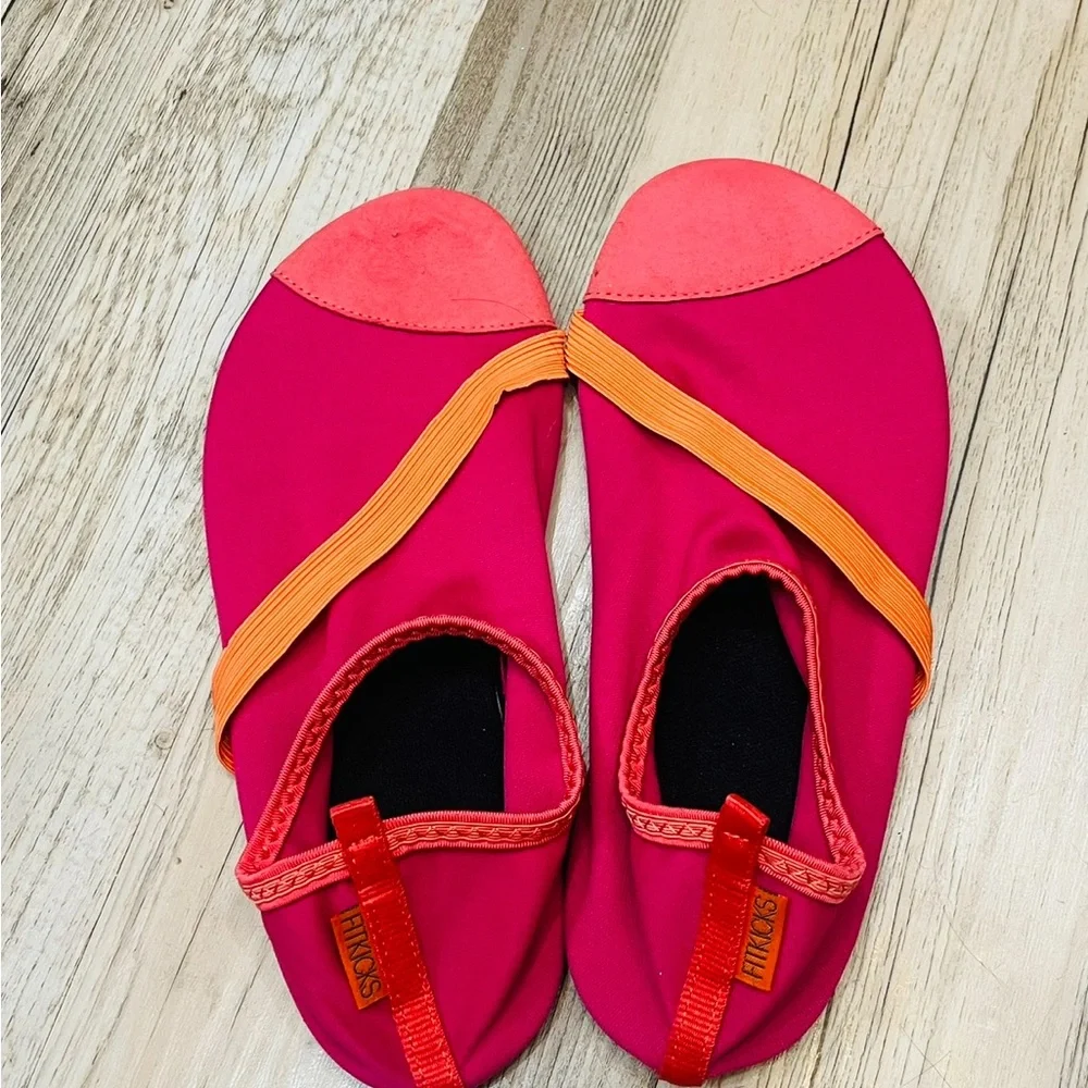 FITKICKS PINK/ORANGE ELASTIC SHOES SIZE Large YOGA SHOES - Picture 5 of 7